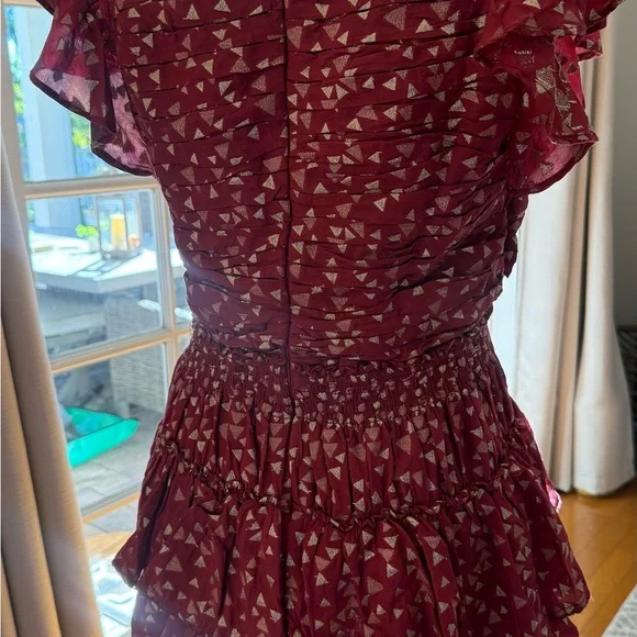 Anthropologie Red Dress Size Medium with Geo Gold Details NWT - Picture 4 of 5